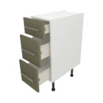 Pre Assembled Modern 300mm fitted kitchen 3 Drawer unit matt agave green