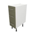 Pre Assembled Modern 300mm fitted kitchen 3 Drawer unit matt agave green