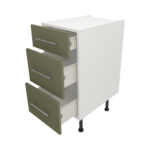 Pre Assembled Modern 400mm fitted kitchen 3 Drawer unit matt agave green