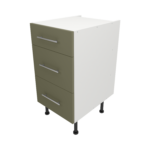 Pre Assembled Modern 450mm fitted kitchen 3 Drawer unit matt agave green