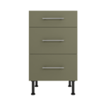 Pre Assembled Modern 500mm fitted kitchen 3 Drawer unit matt agave green