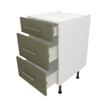 Pre Assembled Modern 500mm fitted kitchen 3 Drawer unit matt agave green