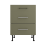 Pre Assembled Modern 600mm fitted kitchen 3 Drawer unit matt agave green