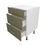 Pre Assembled Modern 600mm fitted kitchen 3 Drawer unit matt agave green