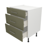 Pre Assembled Modern 700mm fitted kitchen 3 Drawer unit matt agave green