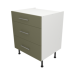 Pre Assembled Modern 700mm fitted kitchen 3 Drawer unit matt agave green