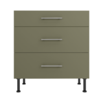 Pre Assembled Modern 900mm fitted kitchen 3 Drawer unit matt agave green