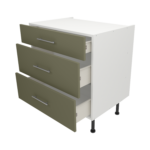 Pre Assembled Modern 800mm fitted kitchen 3 Drawer unit matt agave green