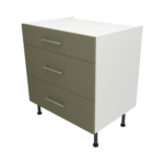 Pre Assembled Modern 800mm fitted kitchen 3 Drawer unit matt agave green