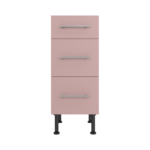 Pre Assembled Modern 350mm fitted kitchen 3 Drawer unit pink