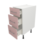 Pre Assembled Modern 350mm fitted kitchen 3 Drawer unit pink