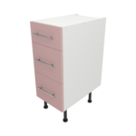 Pre Assembled Modern 350mm fitted kitchen 3 Drawer unit pink