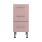Pre Assembled Modern 400mm fitted kitchen 3 Drawer unit pink