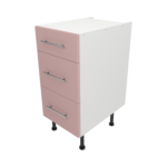 Pre Assembled Modern 400mm fitted kitchen 3 Drawer unit pink