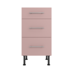 Pre Assembled Modern 450mm fitted kitchen 3 Drawer unit pink