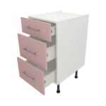 Pre Assembled Modern 450mm fitted kitchen 3 Drawer unit pink