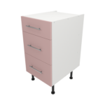Pre Assembled Modern 450mm fitted kitchen 3 Drawer unit pink