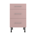 Pre Assembled Modern 500mm fitted kitchen 3 Drawer unit pink