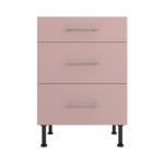 Pre Assembled Modern 600mm fitted kitchen 3 Drawer unit pink