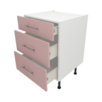 Pre Assembled Modern 600mm fitted kitchen 3 Drawer unit pink