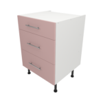 Pre Assembled Modern 600mm fitted kitchen 3 Drawer unit pink