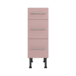 Pre Assembled Modern 300mm fitted kitchen 3 Drawer unit pink