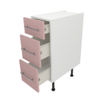 Pre Assembled Modern 300mm fitted kitchen 3 Drawer unit pink