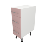 Pre Assembled Modern 300mm fitted kitchen 3 Drawer unit pink
