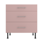 Pre Assembled Modern 800mm fitted kitchen 3 Drawer unit pink