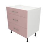 Pre Assembled Modern 800mm fitted kitchen 3 Drawer unit pink