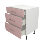 Pre Assembled Modern 700mm fitted kitchen 3 Drawer unit pink