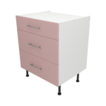Pre Assembled Modern 700mm fitted kitchen 3 Drawer unit pink