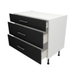 Pre Assembled Modern 1000mm fitted kitchen 3 Drawer unit matt black