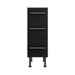 Pre Assembled Modern 300mm fitted kitchen 3 Drawer unit matt black
