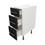 Pre Assembled Modern 300mm fitted kitchen 3 Drawer unit matt black
