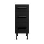 Pre Assembled Modern 350mm fitted kitchen 3 Drawer unit matt black