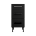 Pre Assembled Modern 400mm fitted kitchen 3 Drawer unit matt black