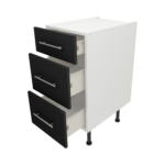 Pre Assembled Modern 400mm fitted kitchen 3 Drawer unit matt black