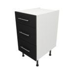 Pre Assembled Modern 450mm fitted kitchen 3 Drawer unit matt black