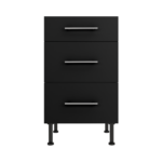 Pre Assembled Modern 500mm fitted kitchen 3 Drawer unit matt black