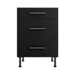 Pre Assembled Modern 600mm fitted kitchen 3 Drawer unit matt black