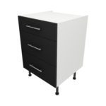 Pre Assembled Modern 600mm fitted kitchen 3 Drawer unit matt black