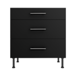 Pre Assembled Modern 800mm fitted kitchen 3 Drawer unit matt black
