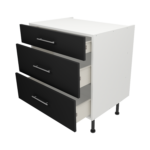 Pre Assembled Modern 800mm fitted kitchen 3 Drawer unit matt black