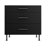 Pre Assembled Modern 900mm fitted kitchen 3 Drawer unit matt black