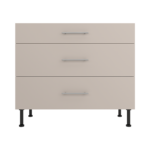 Pre Assembled Modern 1000mm fitted kitchen 3 Drawer unit matt cashmere