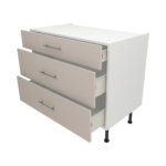 Pre Assembled Modern 1000mm fitted kitchen 3 Drawer unit matt cashmere