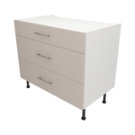 Pre Assembled Modern 1000mm fitted kitchen 3 Drawer unit matt cashmere