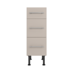 Pre Assembled Modern 300mm fitted kitchen 3 Drawer unit matt cashmere