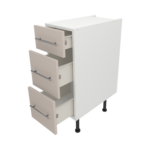Pre Assembled Modern 300mm fitted kitchen 3 Drawer unit matt cashmere